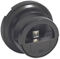 Лицевая панель Legrand Celiane для розетки-зарядки USB с подставкой для смартфона графит картинка